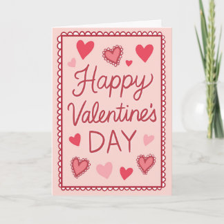 Tarjeta Pink Hearts Happy Valentines Day Greeting