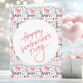 Tarjeta Pink Hearts Love Typography Happy Valentine's Day