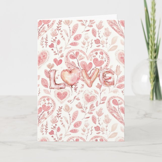 Tarjeta Pink Hearts Valentine's Day Love   (Anverso)