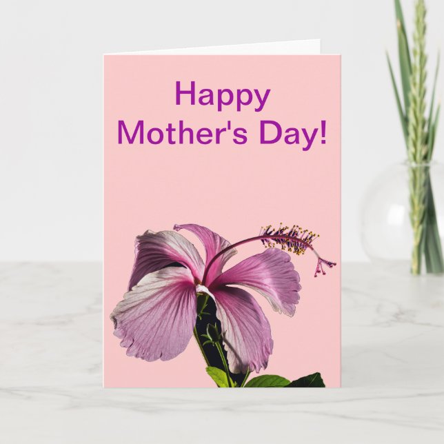 Tarjeta Pink Hibiscus Flower Side View Mother's Day Card (Anverso)