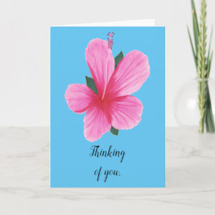 Tarjeta Pink Hibiscus Flower Thinking of you Cards