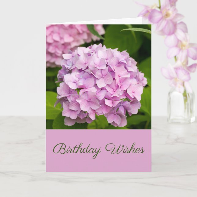 Tarjeta Pink Hydrangea Birthday Desea Saludos (Orquídea)