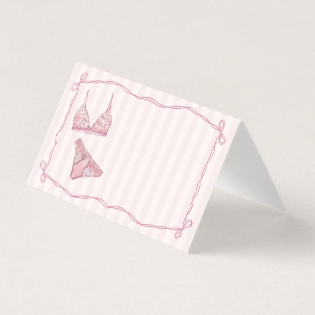 Tarjeta Pink Lingerie Shower Bow Place Card Table Decor (Anverso)