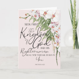 Tarjeta Pink Matthew 6:33 busca la carta del Reino de Dios
