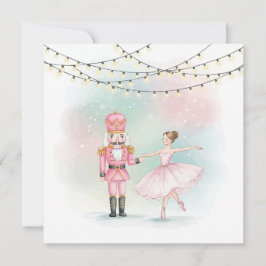 Tarjeta Pink Nutcracker & Ballerina  Christmas Card 