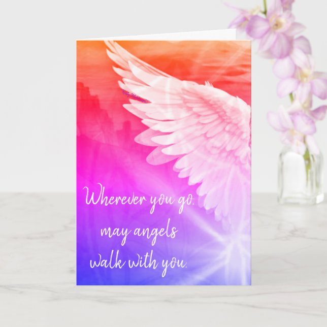 Tarjeta Pink Ombre Guardian Angel – Angels Walk With You (Orquídea)