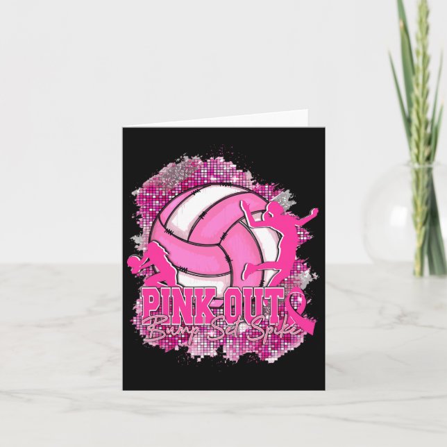 Tarjeta Pink Out Bump Set Spike Volleybyll Cancer A (Anverso)