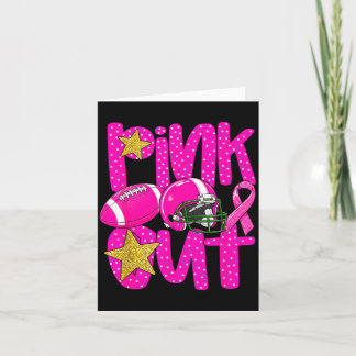 Tarjeta Pink out football pink ribbon breast cancer