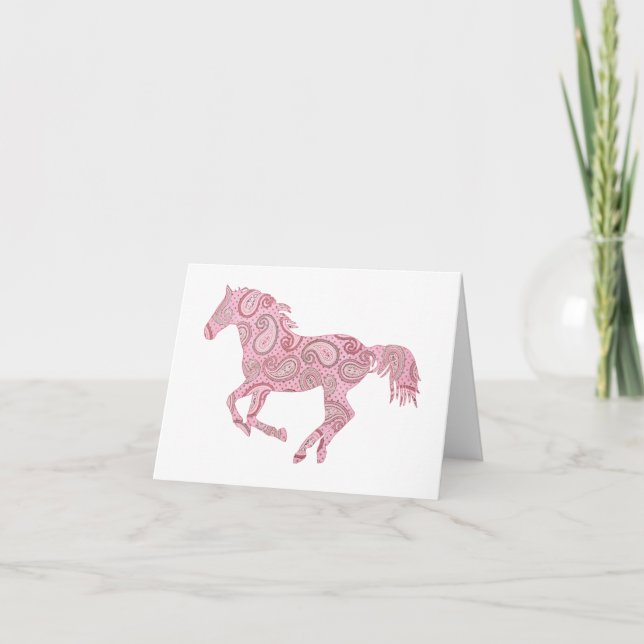 Tarjeta Pink Paisley Horse (Anverso)
