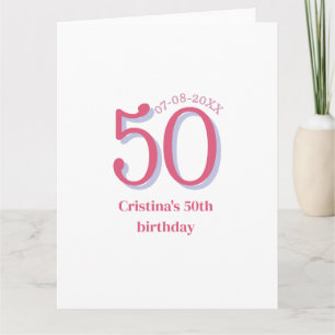Tarjeta PINK PASTEL 50 cumpleaños aniversario agregar nomb