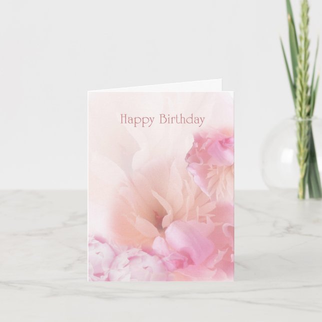 Tarjeta Pink Peonies Happy Birday (Anverso)