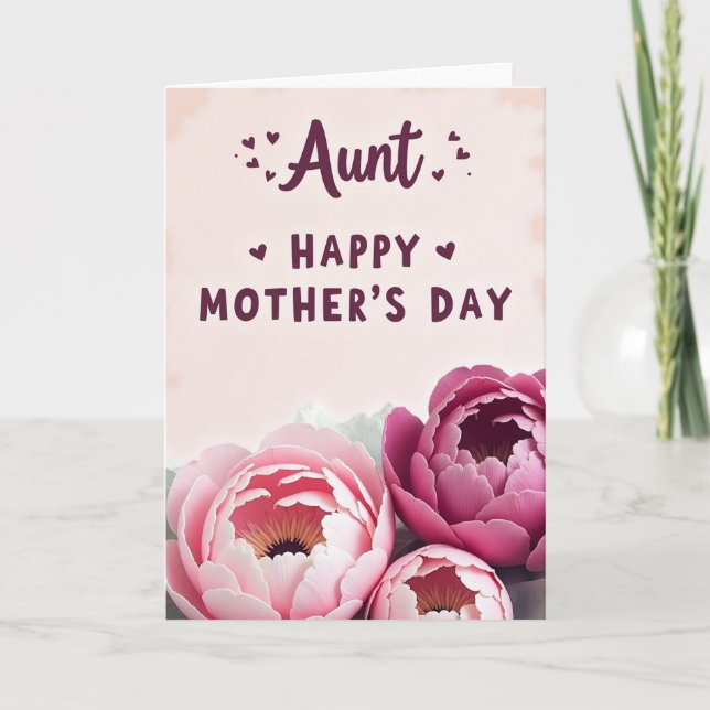 Tarjeta Pink Peony Aunts Day Card (Anverso)