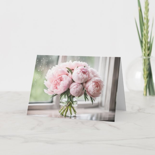 Tarjeta Pink Peony Bouquet para el cumpleaños (Anverso)