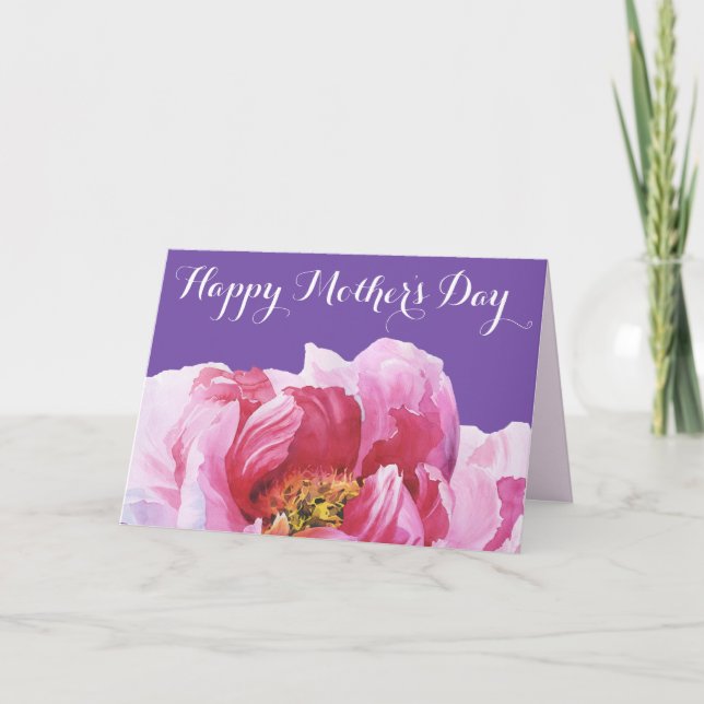 Tarjeta Pink Peony Feliz Día de la Madre (Anverso)