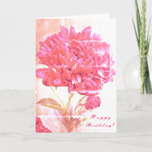 Tarjeta Pink Peony Flowers Feliz cumpleaños