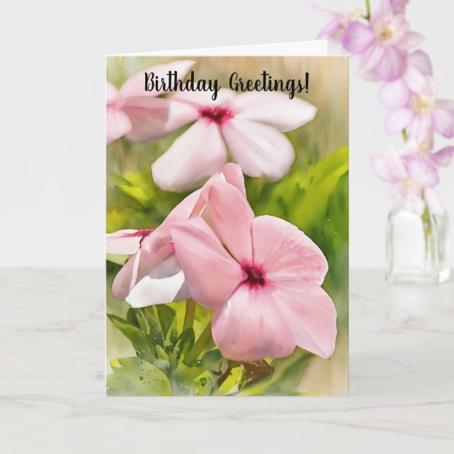 Tarjeta Pink Periwinkle Flowers Garden Art Card (Orquídea)
