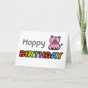 Tarjeta Pink piggy feliz cumpleaños