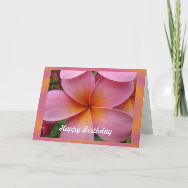 Tarjeta Pink Plumeria Tropical Flower Birday Card (Anverso)