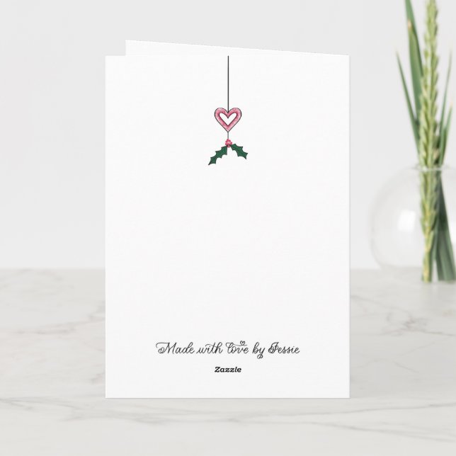 Tarjeta Pink Poinsettia Holiday Wreath (Reverso)