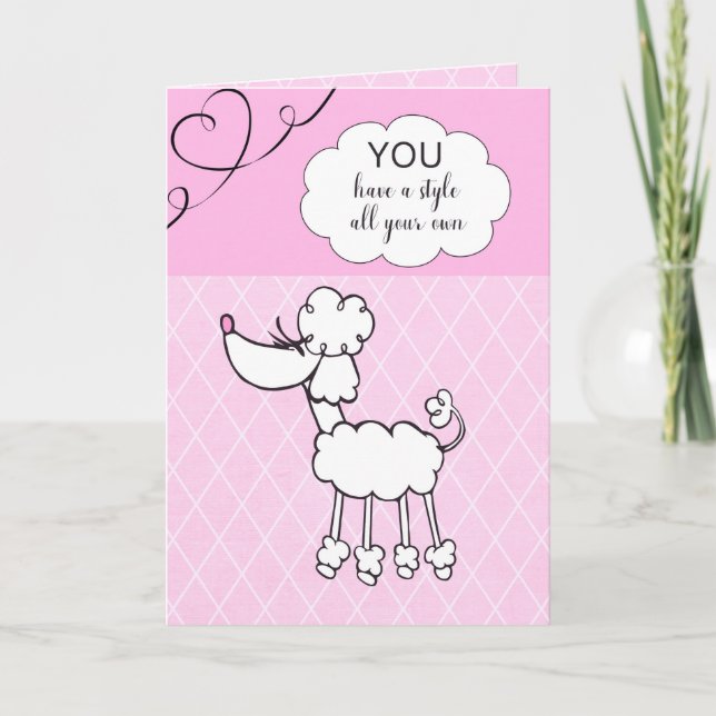 Tarjeta Pink Poodle Happy Birday (Anverso)