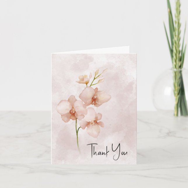 Tarjeta Pink Posy Watercolor Gracias (Anverso)
