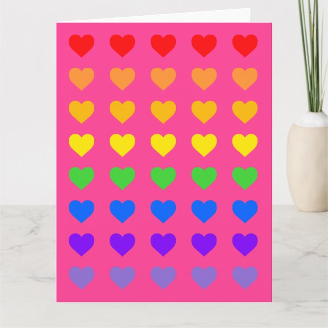 Tarjeta Pink profundo del corazón arcoiris (Anverso)
