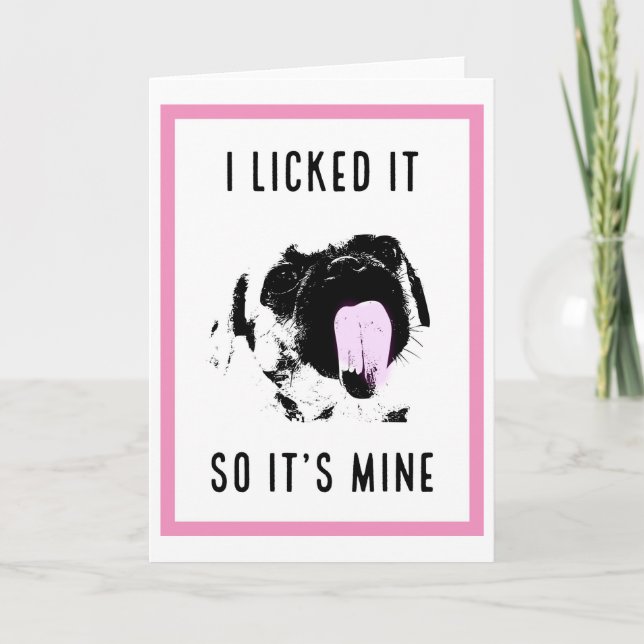 Tarjeta Pink pug love anniversary card (Anverso)
