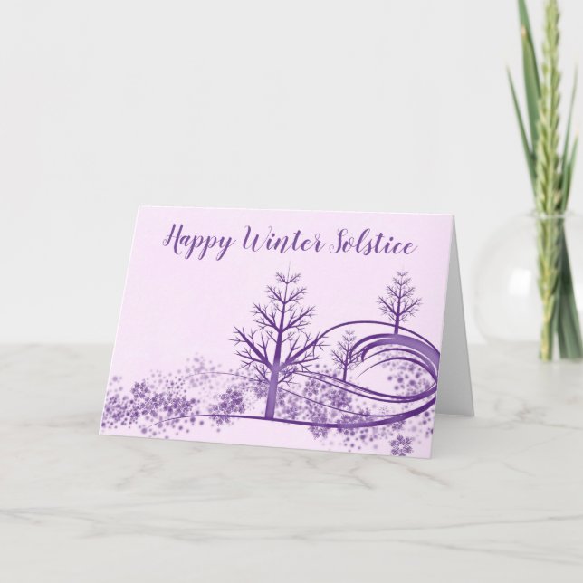 Tarjeta Pink Purple Winter Scene Happy Winter Solstice (Anverso)