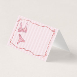 Tarjeta Pink & Red Heart Lingerie Shower Bow Place Card