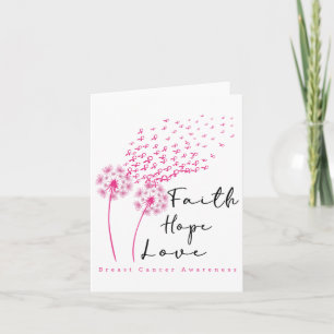 Tarjeta Pink Ribbon Dandelion Faith Hope Love Breance Canc
