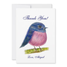 Tarjeta Pink Robin Bird Flat