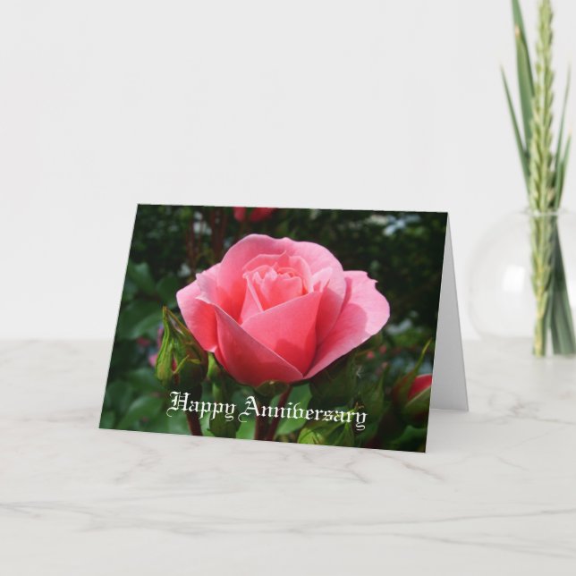 Tarjeta pink rose anniversary card (Anverso)