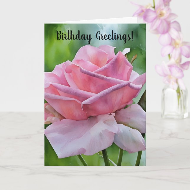 Tarjeta Pink Rose Close Up Garden Art Birday Card (Orquídea)