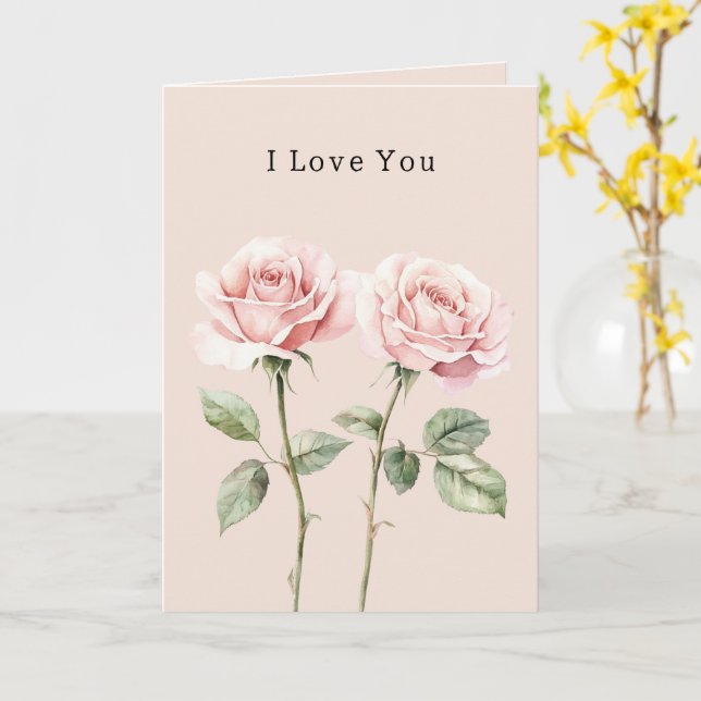 Tarjeta Pink Roses Floral Love (flor amarilla)