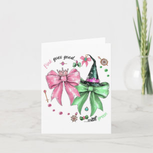 Tarjeta Pink se vuelve bueno con Green Funny Walloween Wit