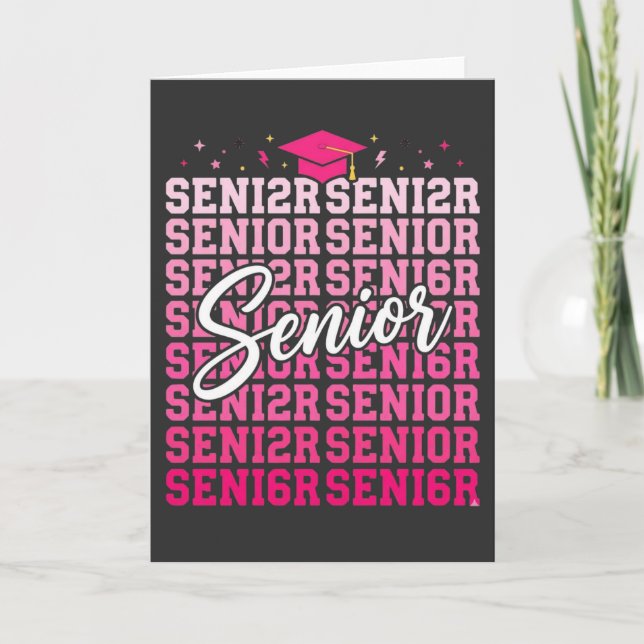 Tarjeta Pink Senior for Girls, Graduation Gift for Senior (Anverso)