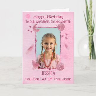 Tarjeta Pink Space Themed Out Of This World Birthday Card