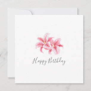 Tarjeta Pink Stargazer Lilies Watercolor