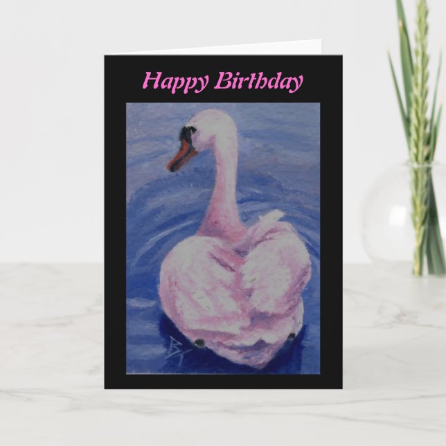 Tarjeta Pink Swan aceo Birthday Card (Anverso)