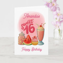 Tarjeta Pink Sweet Sixteen Birthday Card
