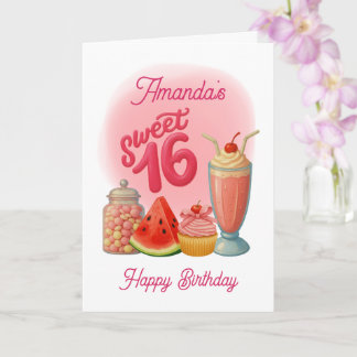 Tarjeta Pink Sweet Sixteen Birthday Card