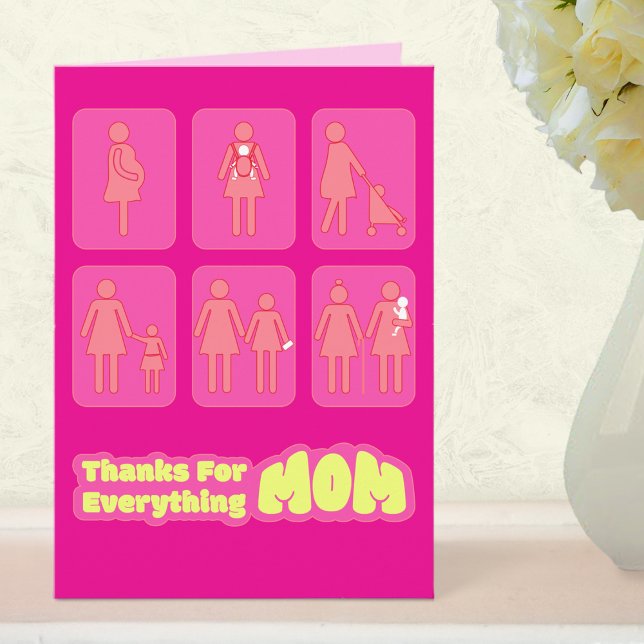 Tarjeta Pink Thanks For Everything Mom Mother's Day (Mother's Day  Thanks Everything)