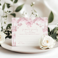 tarjeta Pink Toile Paris Tradiciones Familiares Fa