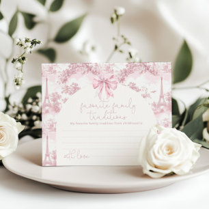tarjeta Pink Toile Paris Tradiciones Familiares Fa