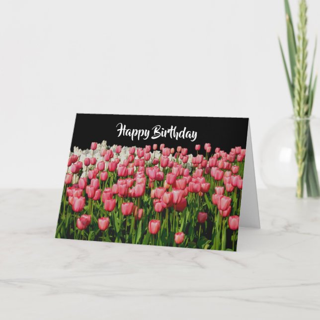 Tarjeta Pink Tulip Happy Birday (Anverso)