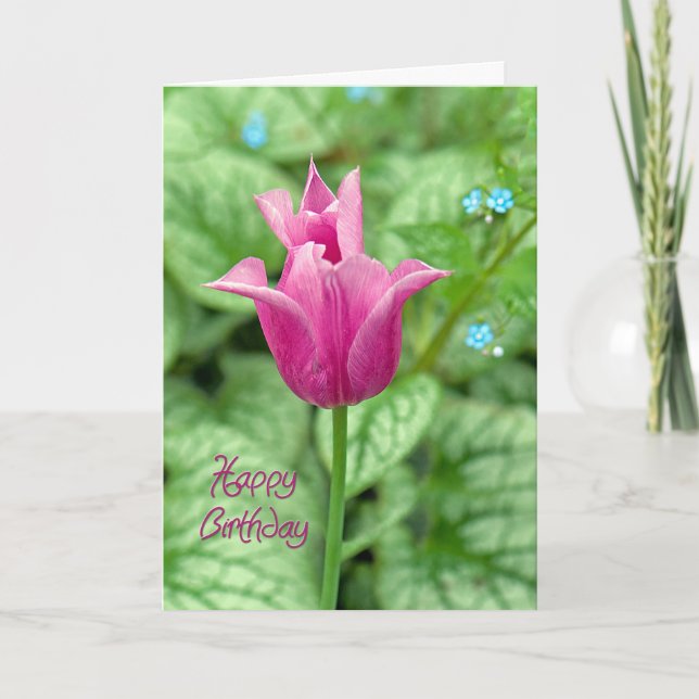 Tarjeta Pink Tulip Happy Birday (Anverso)