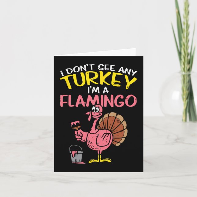 Tarjeta Pink Turkey Flamingo Divertido Día de Acción de Gr (Anverso)