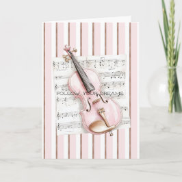 Tarjeta Pink Violin Music Sheet