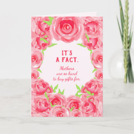 Tarjeta Pink Watercolor Flowers Funny Mother's Day