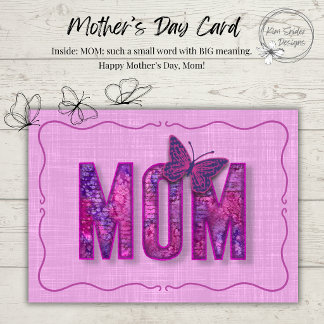 Tarjeta Pink Watercolor Mother’s Day Card with Butterfly 